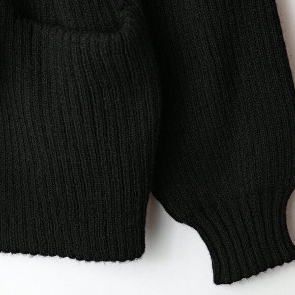 Black Casual Women's V-Neck knit sweater Cardigan - Picture 3 of 6